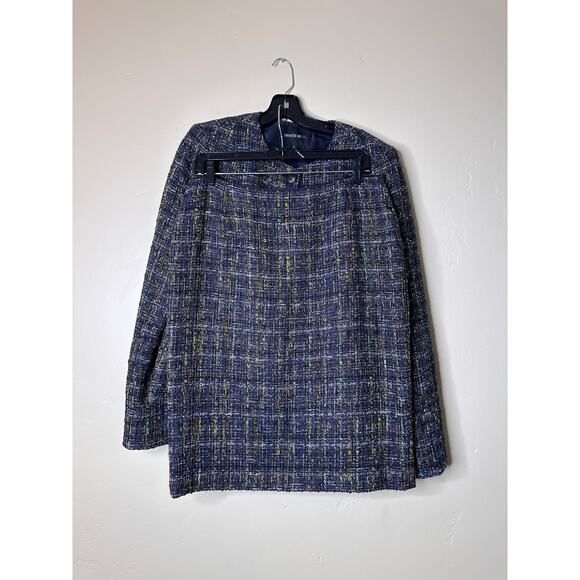 Lafayette 148 New York Navy, Green Tweed Skirt size 8 LIKE NEW - Picture 6 of 7